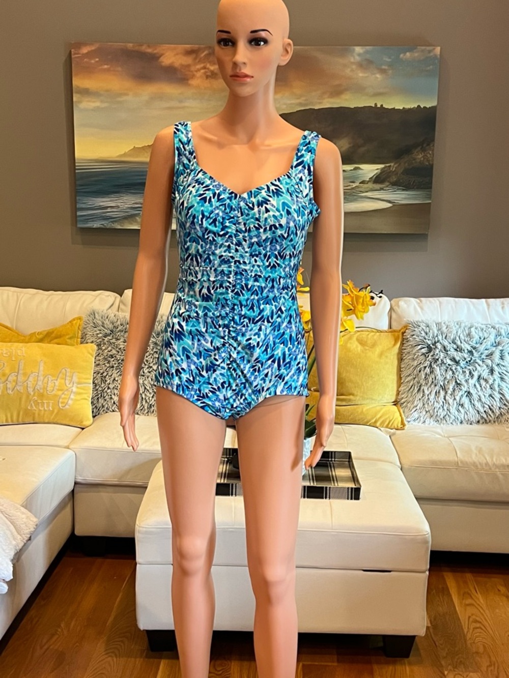 Maxine of Hollywood Blue Patterned Girls' One-Piece Swimsuit